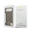 Husa spate Guess din piele PU 4G cu logo triunghiular și ramă aurie MagSafe pentru iPhone Air, maro