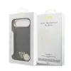 Husa spate Guess din piele PU 4G cu logo triunghiular și ramă aurie MagSafe pentru iPhone Air, neagră