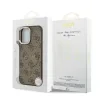 Husa spate Guess din piele PU 4G cu ramă aurie MagSafe pentru iPhone 17, maro