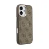 Husa spate Guess din piele PU 4G cu ramă aurie MagSafe pentru iPhone 17, maro