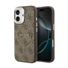 Husa spate Guess din piele PU 4G cu ramă aurie MagSafe pentru iPhone 17, maro