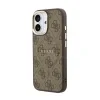Husa spate Guess din piele PU 4G cu ramă aurie MagSafe pentru iPhone 17, maro
