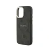 Husa spate Guess din piele PU 4G cu ramă aurie MagSafe pentru iPhone 17, neagră