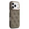 Husa spate Guess din piele PU 4G cu ramă aurie MagSafe pentru iPhone 17 Pro, maro