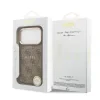 Husa spate Guess din piele PU 4G cu ramă aurie MagSafe pentru iPhone 17 Pro, maro