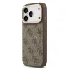 Husa spate Guess din piele PU 4G cu ramă aurie MagSafe pentru iPhone 17 Pro, maro