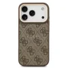 Husa spate Guess din piele PU 4G cu ramă aurie MagSafe pentru iPhone 17 Pro, maro