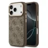 Husa spate Guess din piele PU 4G cu ramă aurie MagSafe pentru iPhone 17 Pro, maro