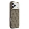Husa spate Guess din piele PU 4G cu ramă aurie MagSafe pentru iPhone 17 Pro Max, maro