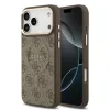 Husa spate Guess din piele PU 4G cu ramă aurie MagSafe pentru iPhone 17 Pro Max, maro