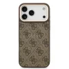 Husa spate Guess din piele PU 4G cu ramă aurie MagSafe pentru iPhone 17 Pro Max, maro