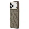 Husa spate Guess din piele PU 4G cu ramă aurie MagSafe pentru iPhone 17 Pro Max, maro