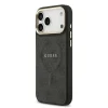 Husa spate Guess din piele PU 4G cu ramă aurie MagSafe pentru iPhone 17 Pro Max, neagră