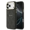 Husa spate Guess din piele PU 4G cu ramă aurie MagSafe pentru iPhone 17 Pro Max, neagră