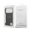 Husa spate Guess din piele PU 4G cu ramă aurie MagSafe pentru iPhone 17 Pro Max, neagră