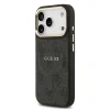 Husa spate Guess din piele PU 4G cu ramă aurie MagSafe pentru iPhone 17 Pro, neagră