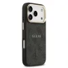 Husa spate Guess din piele PU 4G cu ramă aurie MagSafe pentru iPhone 17 Pro, neagră