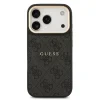 Husa spate Guess din piele PU 4G cu ramă aurie MagSafe pentru iPhone 17 Pro, neagră