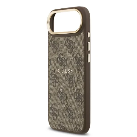 Husa spate Guess din piele PU 4G cu ramă aurie MagSafe pentru iPhone Air, maro