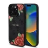 Husa spate Guess din piele PU 4G Roses MagSafe pentru iPhone 16 Pro, neagră