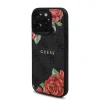 Husa spate Guess din piele PU 4G Roses MagSafe pentru iPhone 16 Pro, neagră
