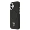 Husă spate Guess din piele PU cu logo triunghiular MagSafe pentru iPhone 17, neagră