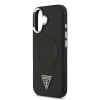 Husă spate Guess din piele PU cu logo triunghiular MagSafe pentru iPhone 17, neagră