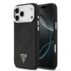 Husă spate Guess din piele PU cu logo triunghiular MagSafe pentru iPhone 17 Pro Max, neagră
