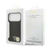Husă spate Guess din piele PU cu logo triunghiular MagSafe pentru iPhone 17 Pro, neagră