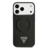 Husă spate Guess din piele PU cu logo triunghiular MagSafe pentru iPhone 17 Pro, neagră