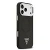 Husă spate Guess din piele PU cu logo triunghiular MagSafe pentru iPhone 17 Pro, neagră