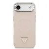 Husa spate Guess din piele PU cu logo triunghiular MagSafe pentru iPhone Air, roz