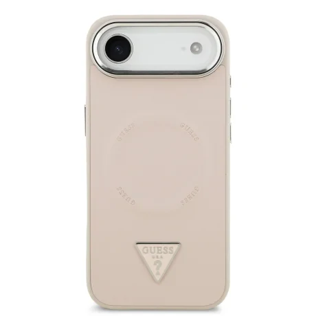 Husa spate Guess din piele PU cu logo triunghiular MagSafe pentru iPhone Air, roz