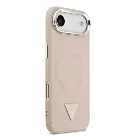 Husa spate Guess din piele PU cu logo triunghiular MagSafe pentru iPhone Air, roz