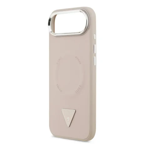 Husa spate Guess din piele PU cu logo triunghiular MagSafe pentru iPhone Air, roz