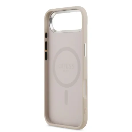 Husa spate Guess din piele PU cu logo triunghiular MagSafe pentru iPhone Air, roz