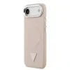 Husa spate Guess din piele PU cu logo triunghiular MagSafe pentru iPhone Air, roz