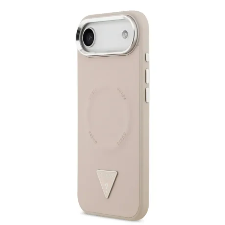Husa spate Guess din piele PU cu logo triunghiular MagSafe pentru iPhone Air, roz