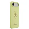 Husa spate Guess din silicon lichid 4G cu logo metalic pentru iPhone Air, galbenă