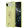 Husa spate Guess din silicon lichid 4G cu logo metalic pentru iPhone Air, galbenă