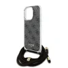 Husă spate Guess IML 4G cu imprimeu crossbody pentru iPhone 16 Pro, maro