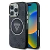 Husă spate Guess IML 4G MagSafe cu sclipici și logo triunghi pentru iPhone 16 Pro Max, neagră