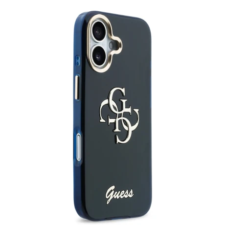 Husa spate Guess IML 4G Script Metal Logo pentru iPhone 17, albastră