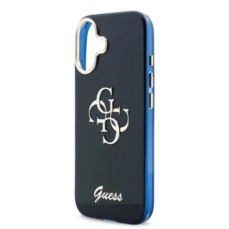 Husa spate Guess IML 4G Script Metal Logo pentru iPhone 17, albastră