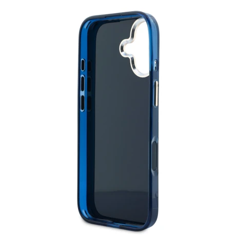 Husa spate Guess IML 4G Script Metal Logo pentru iPhone 17, albastră
