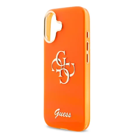 Husa spate Guess IML 4G Script Metal Logo pentru iPhone 17, portocalie