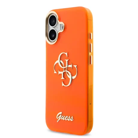 Husa spate Guess IML 4G Script Metal Logo pentru iPhone 17, portocalie