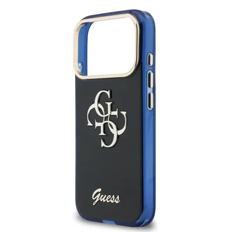 Husa spate Guess IML 4G Script Metal Logo pentru iPhone 17 Pro Max, albastră