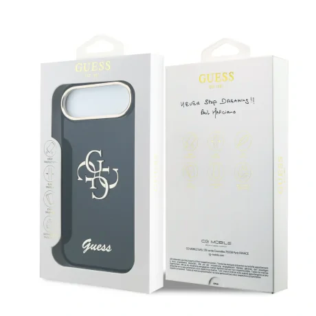 Husa spate Guess IML 4G Script Metal Logo pentru iPhone Air, albastră