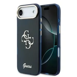 Husa spate Guess IML 4G Script Metal Logo pentru iPhone Air, albastră